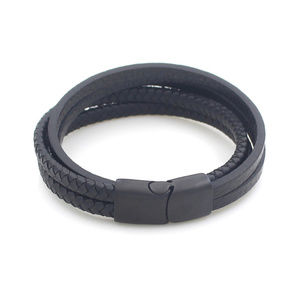 Men's Stainless Steel Leather Bracelet